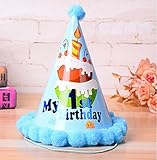 HuaQingPiJu-JP 第1回誕生日パーティー用品ケーキパターンコーン帽子リトルソフトボールCap_Blue