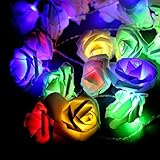 YUANSHOP1 超ロマンチック バラの花 LEDストリングライト LEDライト ローズ フラワー 20個led イルミネーションライト 綺麗 ガーデンライト 装飾ライト オートタイマー 電池給電 