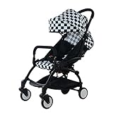 新生児折り畳み式ベビーカー傘トロリーベビーカープラム旅行ポータブル軽量ベビーカー (黒グリッド)