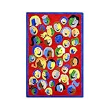Joy Carpets Kid Essentials Early Childhood Joyful Faces Rug Red 7'8 x 10'9 [並行輸入品]