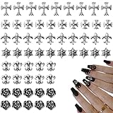 DFsucces パンクネイルアートチャーム 60個セット 3D メタルパーツ ヴィンテージシルバーゴールド ネイルデザイン用品 DIY クラフトアクセサリー