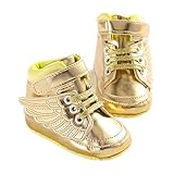 LINKEY Infant Baby Girls Soft Sole Angel Wings Crib Sneaker Shoes Toddler Casual Prewalker Golden Si