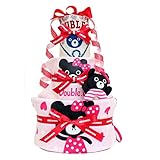 ミキハウス　ダブルBバンダナ付３段おむつケーキ (パンパースＳ, 女の子)