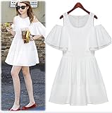 FURIFS(23S) 白いワンピース 肩だし 半袖 Falbala chiffon dress S