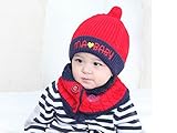 ベビーニット あたたかマフラー　帽子　セット (レッド)