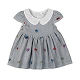 Cutelove 子供ドレス ワンピース ドレス 半袖 女の子 ストライプ 刺繍スカート 可愛い 春夏 ベビー 素敵