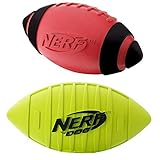 Nerf Dog Squeak Rubber Football Dog Toy Medium/Large (2-Pack) Red and Green [並行輸入品]