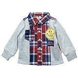 《秋冬春対応》 CHILD CHAMP(チャイルド チャンプ) 先染め格子使いSMILEシャツ 110cm/GY NO.C-271058