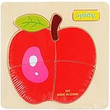 POTOJP 木製パズル 小さな立体パズ 立体の木製組立キット　 リンゴ (24種類展開)　 Mini 3D Puzzle Kids Educational Funny Toy　積み木　木のおもちゃ 