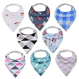 viciviyaベビーバンダナDrool Bibs、ユニセックス8パックギフトセットfor Drooling Teething and Toddlersオーガニック綿、ソフトのスーパー吸収性Bibs 