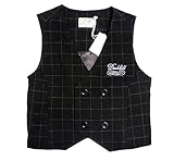 小さいマルコ　チェック柄フォーマルタキシード/ベスト（濠Du）ブラックチェック 110cm