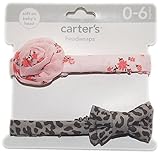 カーターズ(Carter's）2015年 女の子用ベビーピンク花柄＆グレーアニマル柄リボンヘアバンド2個セット,出産祝い[並行輸入品]