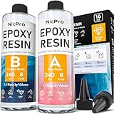 Nicpro 16オンス クリスタルクリアエポキシ樹脂キット 食品に安全 DIY スターター エポキシ樹脂 クラフト キャンバス ペインティング モールド 顔料ジュエリー製作 コーティング キャスティング用