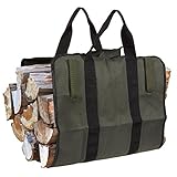 薪キャリア – 耐久性12オンスキャンバストートバッグCarryingログのto your暖炉 – ダークグリーン、7.5 X 1 X 9インチ