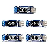 Yiteng ５個DC 6.5-40V To 5V 2A USBチャージDC-DC降圧型変換器内蔵電圧計