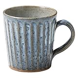 丸伊製陶 信楽焼 へちもん マグカップ コップ 青萩彫 容量約330ml おしゃれ コーヒーカップ 陶器 職人手作り 伝統工芸 日本製 MR-3-3334