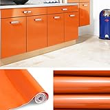 KINLO　DIY 壁紙 キッチン戸棚シート 台所ステッカー　はがせる ウォールステッカー 防水　耐熱　防油汚れ 0.61M×5M(1ロール) カラー：オレンジ