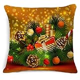 LuCoO 2017新しいソフト快適なクリスマスLinen Square Throw亜麻枕装飾クッション枕カバー 17.7*17.7 ホワイト LUC-0903001