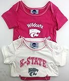 パックの2 Outerstuff公式ライセンス幼児18月Kansas State Wildcatsベビー女の子ピンクandホワイトワンジーロンパースクリーパー