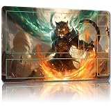 Malqiqi MTG用プレイマット 無料収納バッグ付き ゲームマット 24 x 14インチ カード用カードゲームマット マウスパッド デスクマット (バトルキャット補助戦闘)