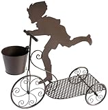 彩か【SAIKA】走りぬける姿が印象的 Boy & Cart プランター台 アンティーク調ブラウン仕上げ CIE-540