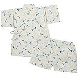 ボーイズ|ベビー|浴衣|甚平[くろわっさんす べべ]ベビー甚平|甚平上下セット|とんぼ柄|和柄|日本製生地|男の子|男児|ボーイズ 90cm ホワイト