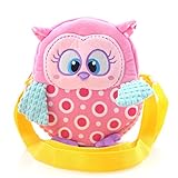 RaiFu ベビーショルダーバッグ かわいい 漫画フクロウ ソフト フクロウ シングルショルダーバック パックおもちゃ ぬいぐるみ 動物スクールメッセンジャー 子供 ギフト 20cm ピンク