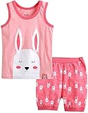 [Vaenait Baby]キッズ12ヶ月-7歳綿100％ルームウェアノースリーブパジャマ寝間着上下セットCoolcool Rabbit M