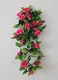 cyndie ウェディング造花　可愛い バラの造花　壁掛け籐（蔓）装飾まり　ロマンチック人造飾り花　かわいい模造吊り花　家居インテリア　作り花ローズ