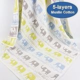 Riho 赤ちゃん5層100% muslin cotton いいえ蛍光体いいえホルムアルデヒドおくるみベビー布団 (Elephant)