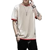 [Goodfeel] Tシャツ メンズ 半袖 夏服 綿 大きいサイズ 重ね着風 薄手 レイヤード ファッション 涼しい 人気 トップス 丸首 無地 かっこいい服 柔らかく 肌に優しい ゆったり おしゃれ カジュアル 春 秋