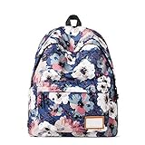Artone Women's Ink Floral Casual Backpack With Laptop Compartment Blue [並行輸入品]