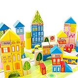 100個DIY City木製ビルディングブロックStacking Set Toys for Kids