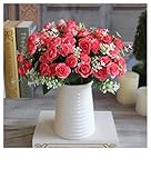 2?花束?5?枝?15?芽の赤いミニ結婚式パーティーの家の装飾のための絹の花のバラ