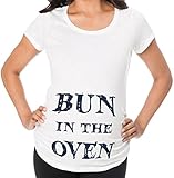 AwkwardスタイルBun in the Oven陽気な妊娠発表マタニティTシャツBaby Shower Mom To Be カラー: ホワイト