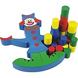 Linshop 子供たちの教育的なおもちゃのカラフルな道化は、天秤ビーム1～3才の赤ちゃん教育認知的な色の木製の積み木のおもちゃ