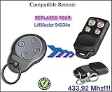 Liftmaster 94334e交換用リモート制御互換リモートコントロール交換用送信機、433.92 MHzローリングコード