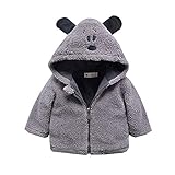 ALLAIBB コート 冬用 裏起毛 ベビー服 防寒着 ジャケット 厚手 フード付き お出かけ 男の子 女の子 size 100 (グレー)