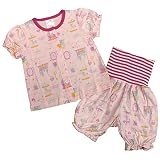 ガールズ|ベビー|パジャマ[enfant pur]腹巻付半袖ハーフパンツパジャマ上下セット|メルヘン柄|天竺素材 寝間着|女の子|女児|子供用 90cm PK-ピンク