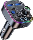 FMトランスミッター Bluetooth5.3 車載FMトランスミッター PD 30W+QC3.0急速充電 車載充電器 ハンズフリー通話 Bluetooth/U-ディスク対応 2つの音楽再生モード カーチャージャー 12V-24V車対応 LEDディスプレイ LEDランプ 電圧測定 日本語の説明書付き