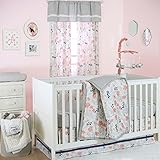 Coral Pink, Navy and Grey Floral 4 Piece Crib Bedding Set by The Peanut Shell by The Peanut Shell