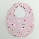 Jam's Ukulele　YST-605 / たまご型ベビースタイ（女の子）　ハンドメイド　手作り　綿　ダブルガーゼ　8重ガーゼ　ピンク　リボン柄　出産祝い　プレゼント