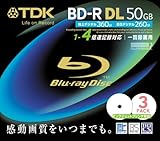 TDK 録画用ブルーレイディスク 50GB BD-R(1回録画用) 4X ホワイトワイドプリンタブル 10mmケース 3枚パック BRV50PWB3S