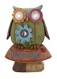 decmode WelcomeフクロウソーラーStatue 9"W/12"H 20673