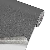 合皮 補修シート 大判レザー補修パッチ 40×200cm 自体粘着シート レザー補修シート 合皮補修テープ ソファー補修シート 自動車のシート ソファ パソコンチェア 椅子 ハンドバッグ オートバイシート 運転席用合皮パッチキット ダークグレー