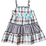 Good Ladブラウンand Aqua Plaid Seersuckerサンドレス カラー: ブラウン