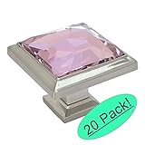 Cosmas 5883sn-pサテンニッケルキャビネットハードウェアSquareノブwithピンクガラス – 1 – 1 / 4 "正方形 20 Pack シルバー 5883SN-P - 20 Pac