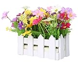 niceeshop ( TM )人工花小さな鉢植えFake菊で設定ピケットフェンス 6025779419765