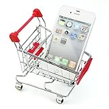 smtsmt Supermarket Handcartショッピングユーティリティカートモードストレージバスケットdesk-red