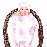 赤ちゃんおくるみ ベビータオルケット・ガーゼケット カワイイ新生児ブランケット ベビー毛布 多用途 子供用膝掛け マッチングキャップ・帽子セット 贈り物 記念撮影 (elephant)